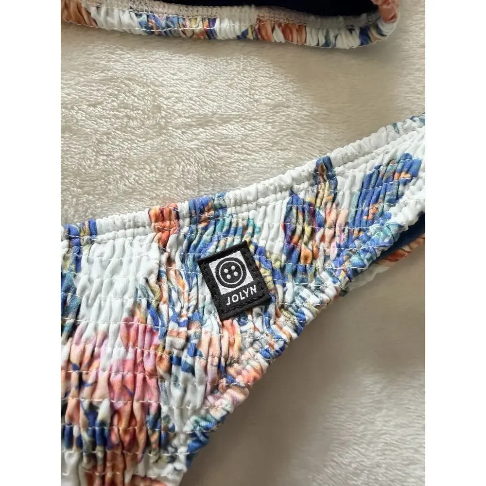 Jolyn Bikini Set Size XL Smocked Floral “Kelia” Bottom “Eva” Top NWT 2 Pc